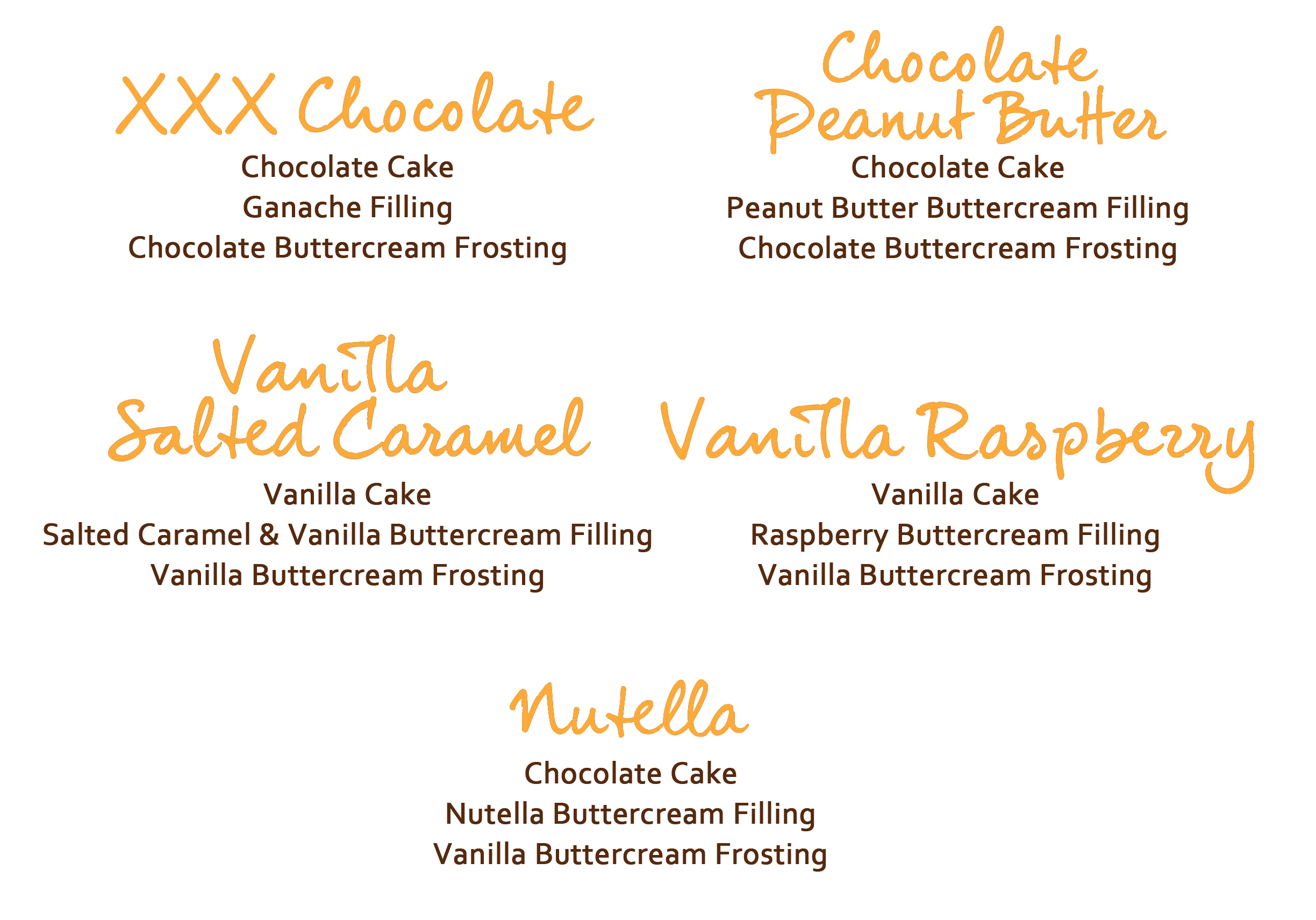 Signature Cake Flavors